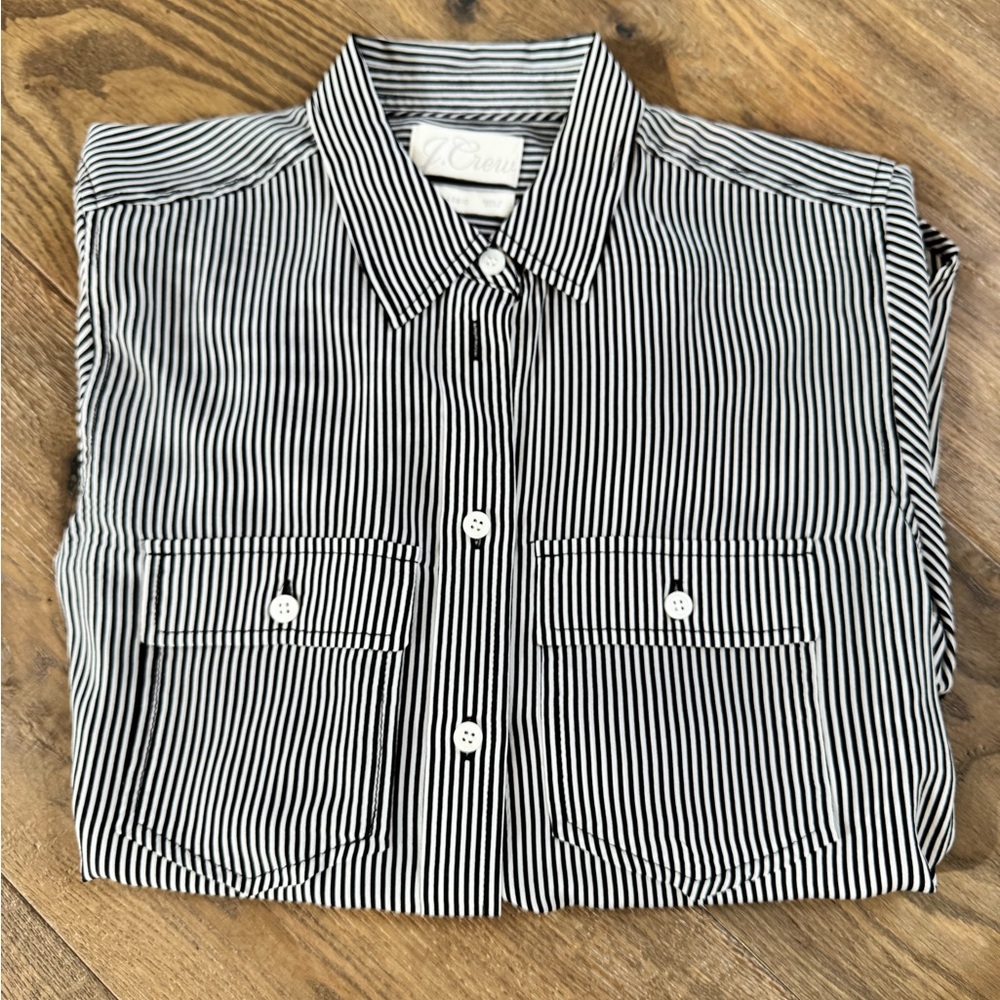 J. Crew Black and White Silk Shirt